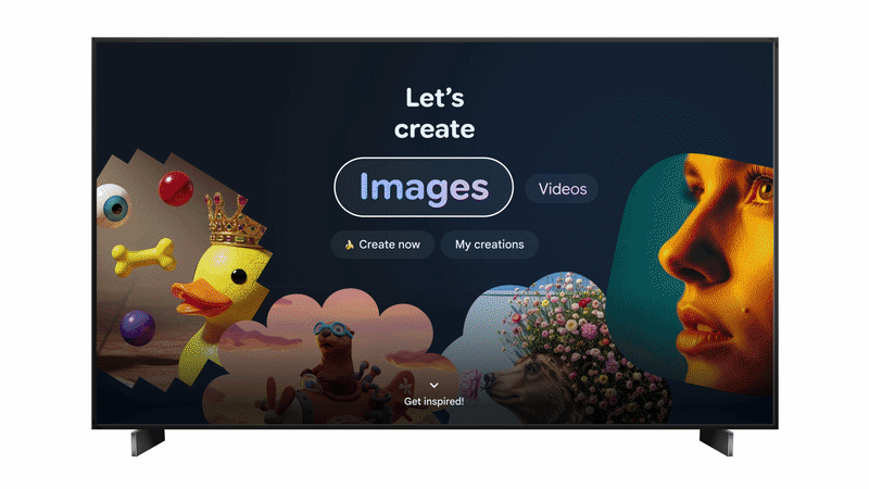 Um GIF destacando Nano Banana no Google TV.