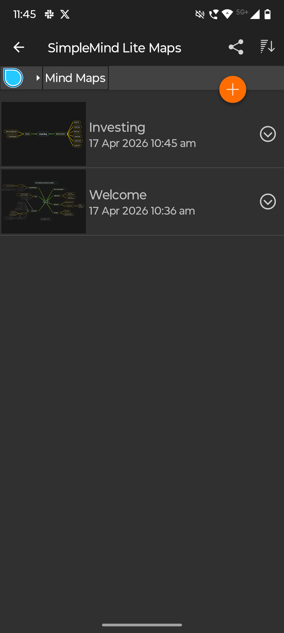 Screenshot showing SimpleMind app