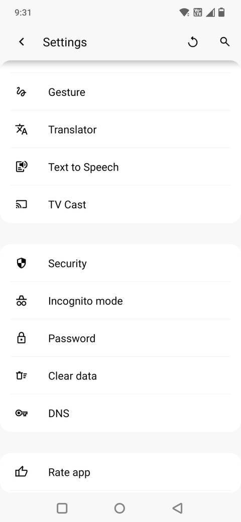 Screenshot showing the gesture option in Soul Browser