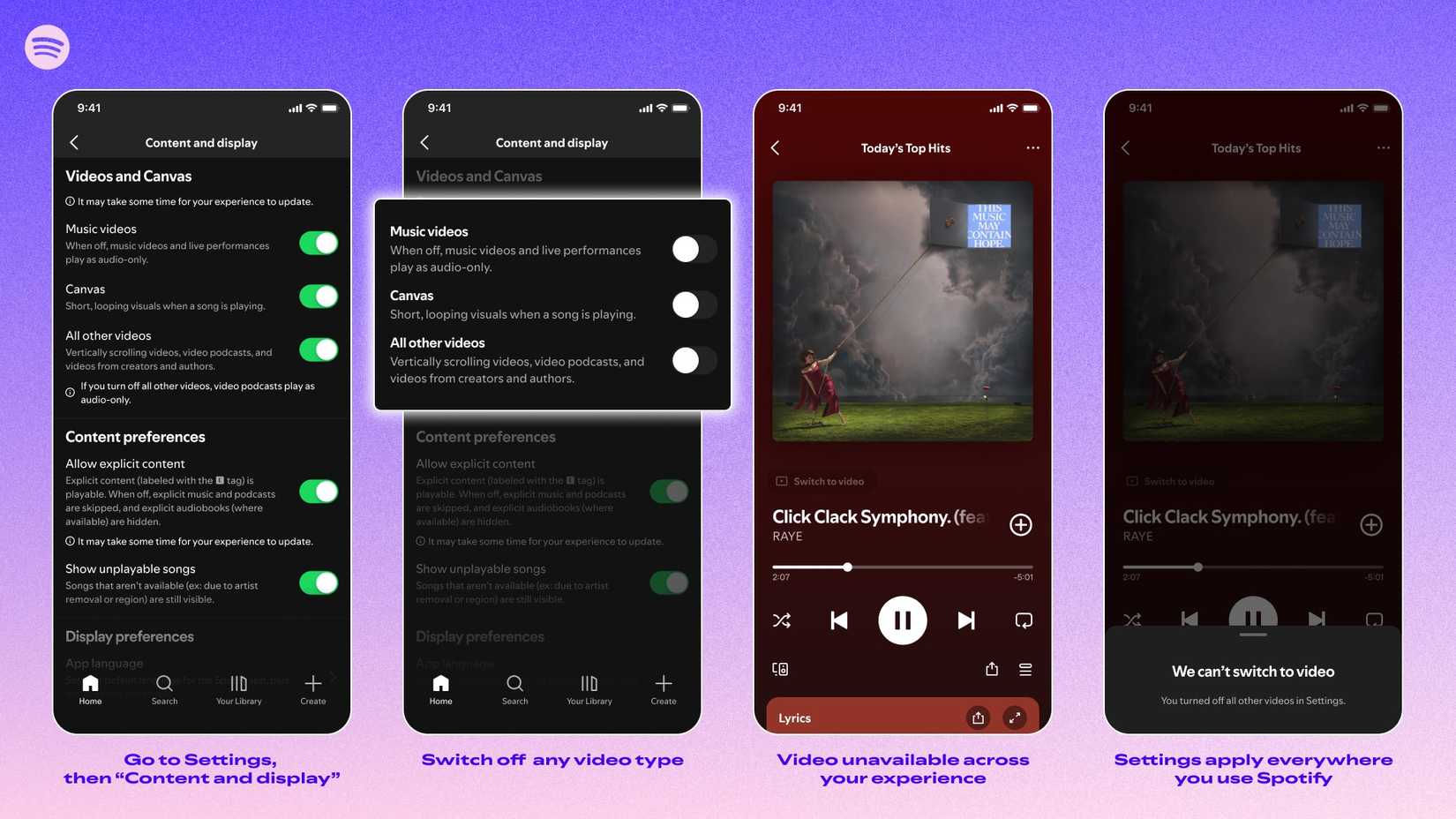 Spotify finally lets you turn off all video content on the platform