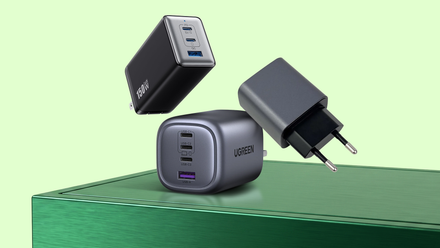 I ditched my super-fast telephone charger for a super-slow one, and I might suggest everybody do the similar Three chargers floating above a green surface.