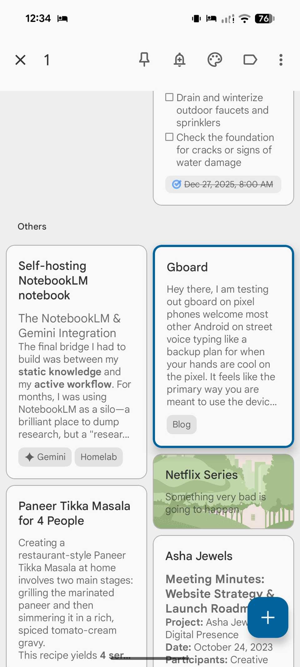 pin a note in Google Keep