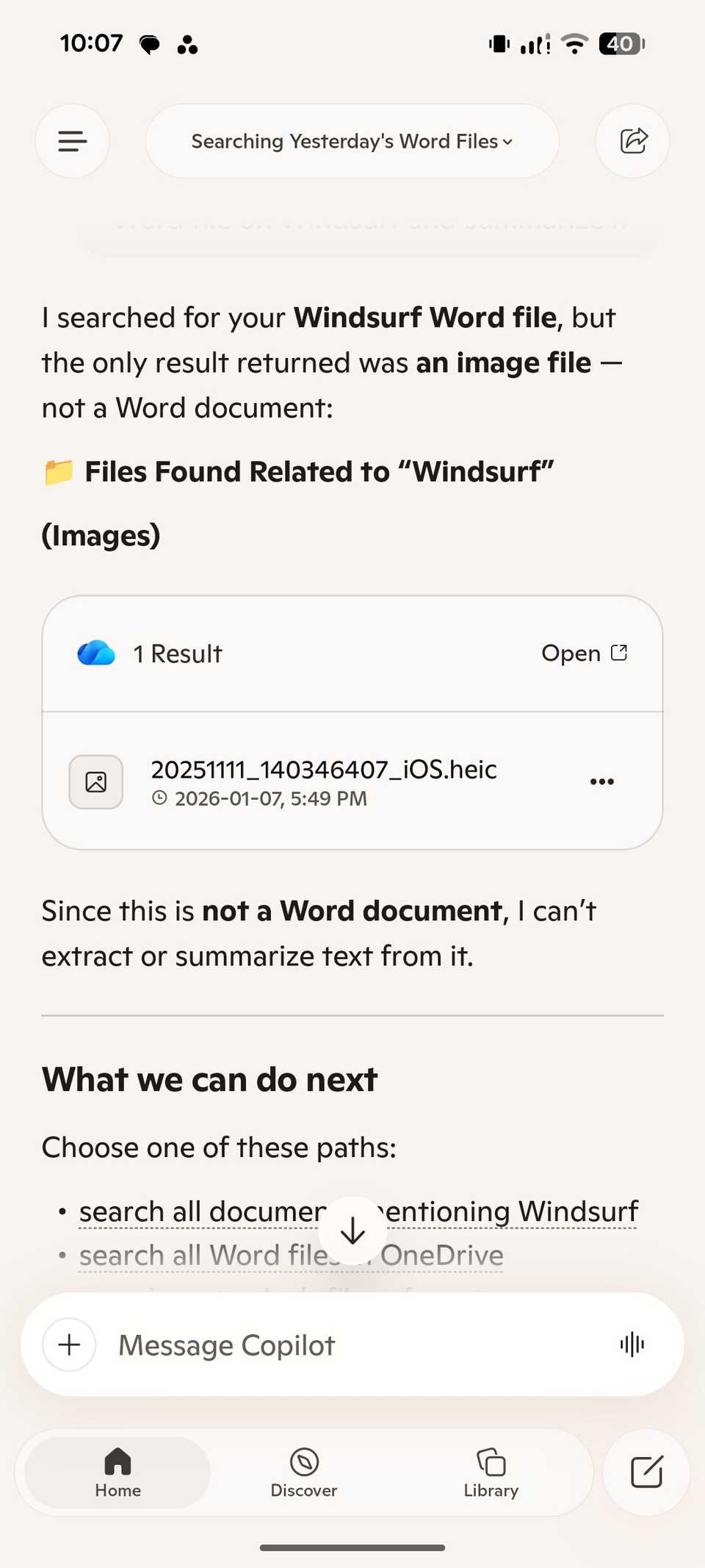 Copilot finding files