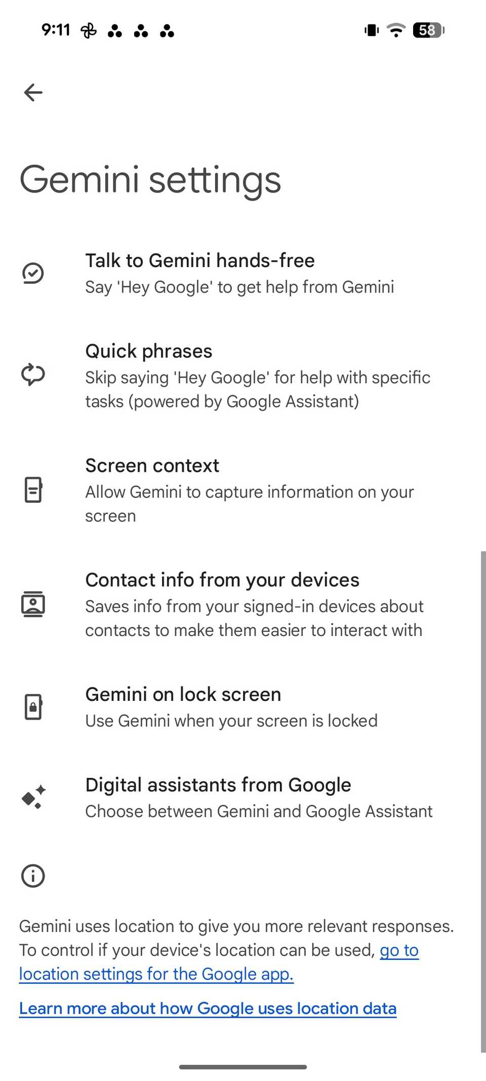 Gemini settings