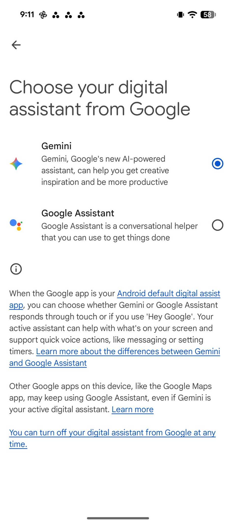change default assistant on Android