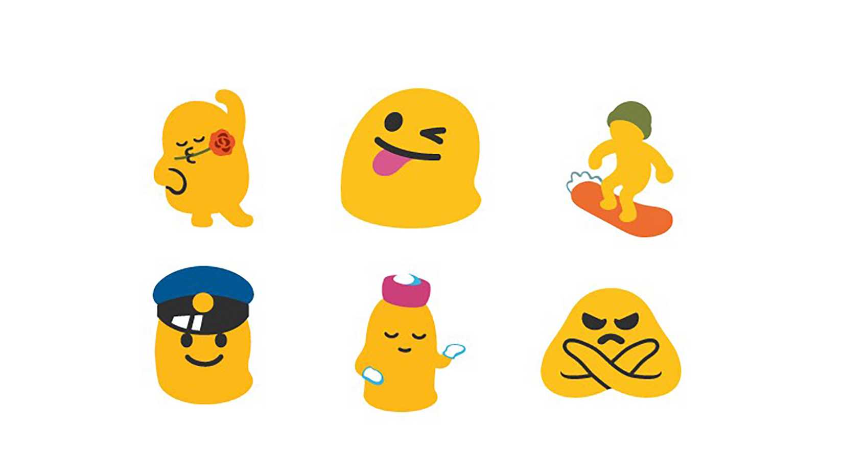 seis emojis de blob da era Android Lollipop
