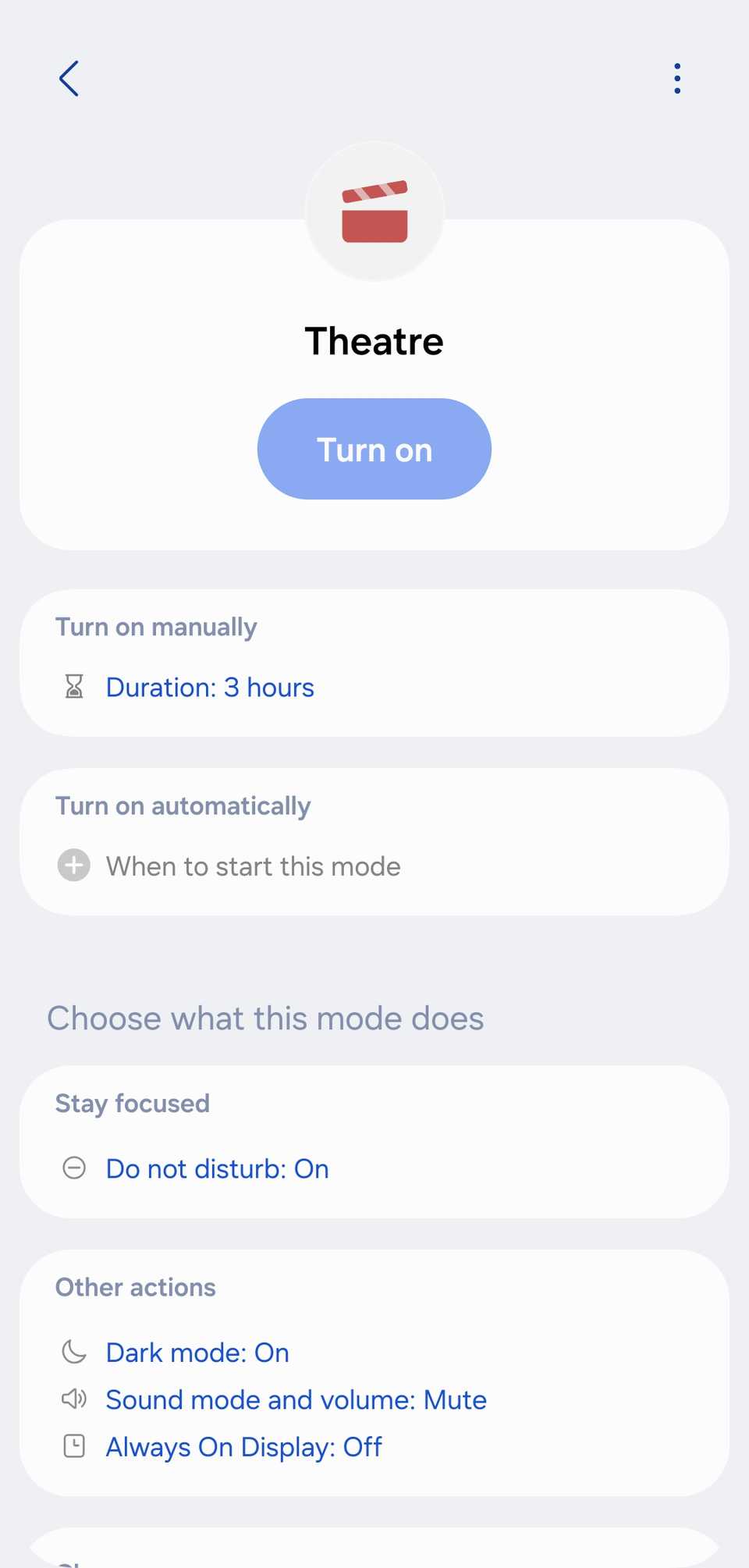 One UI theatre mode
