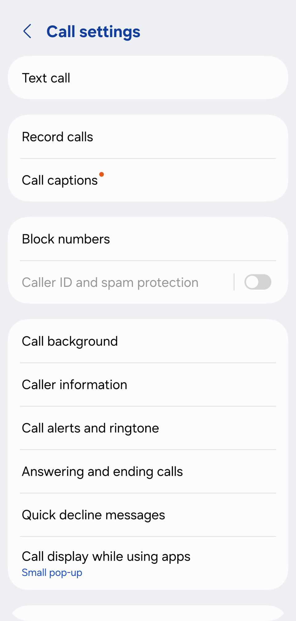phone settings menu