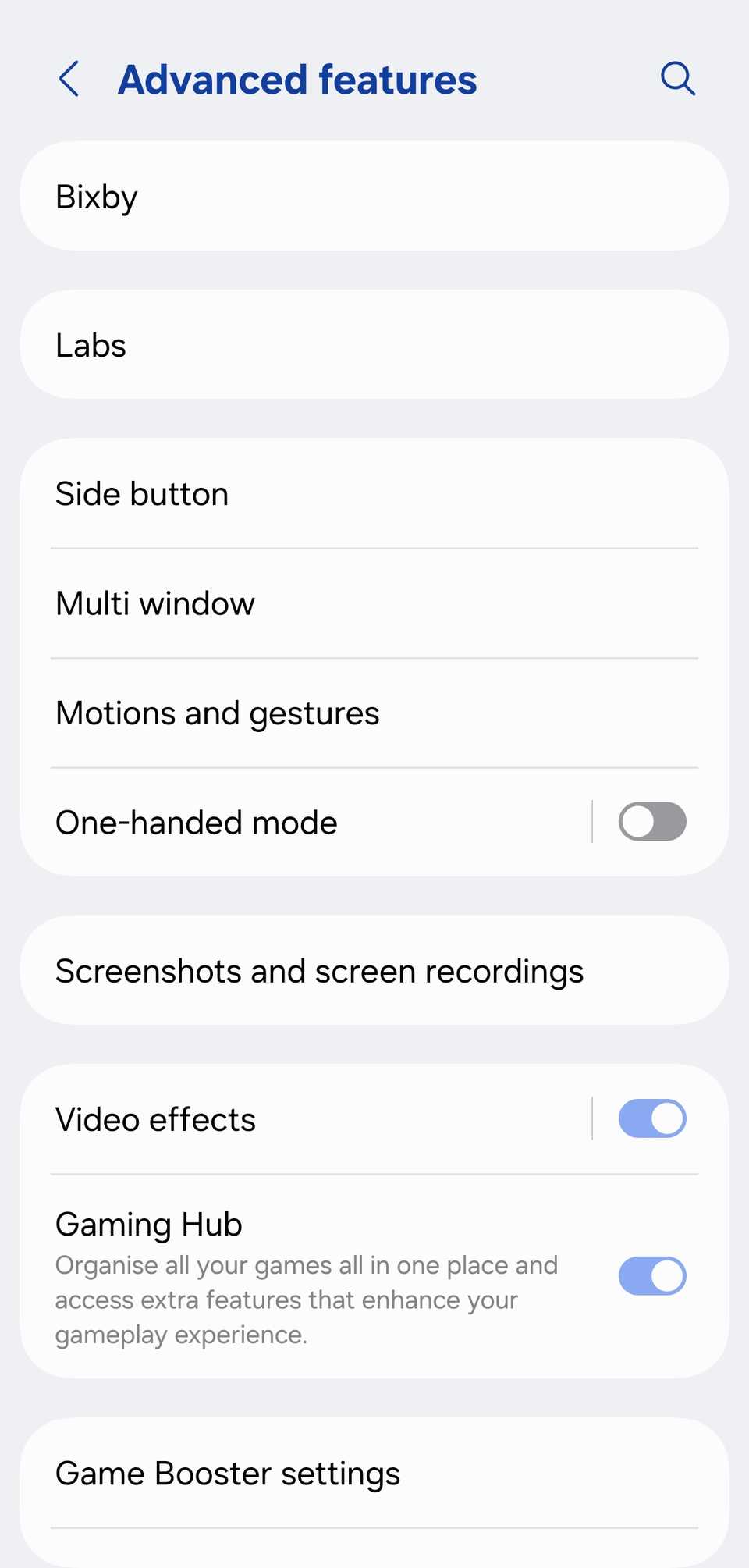 Advanced features on One UI