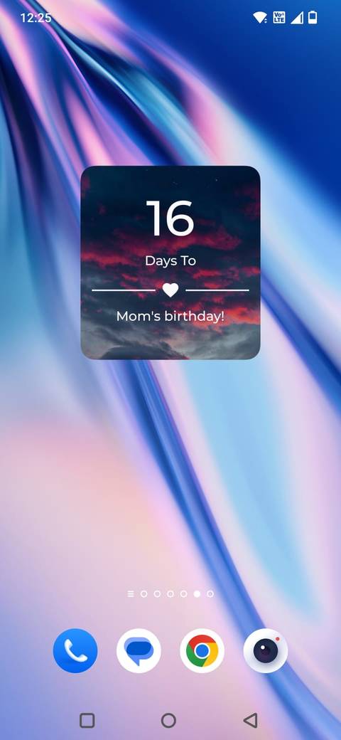 Screenshot showing the Days To widget on the home screen