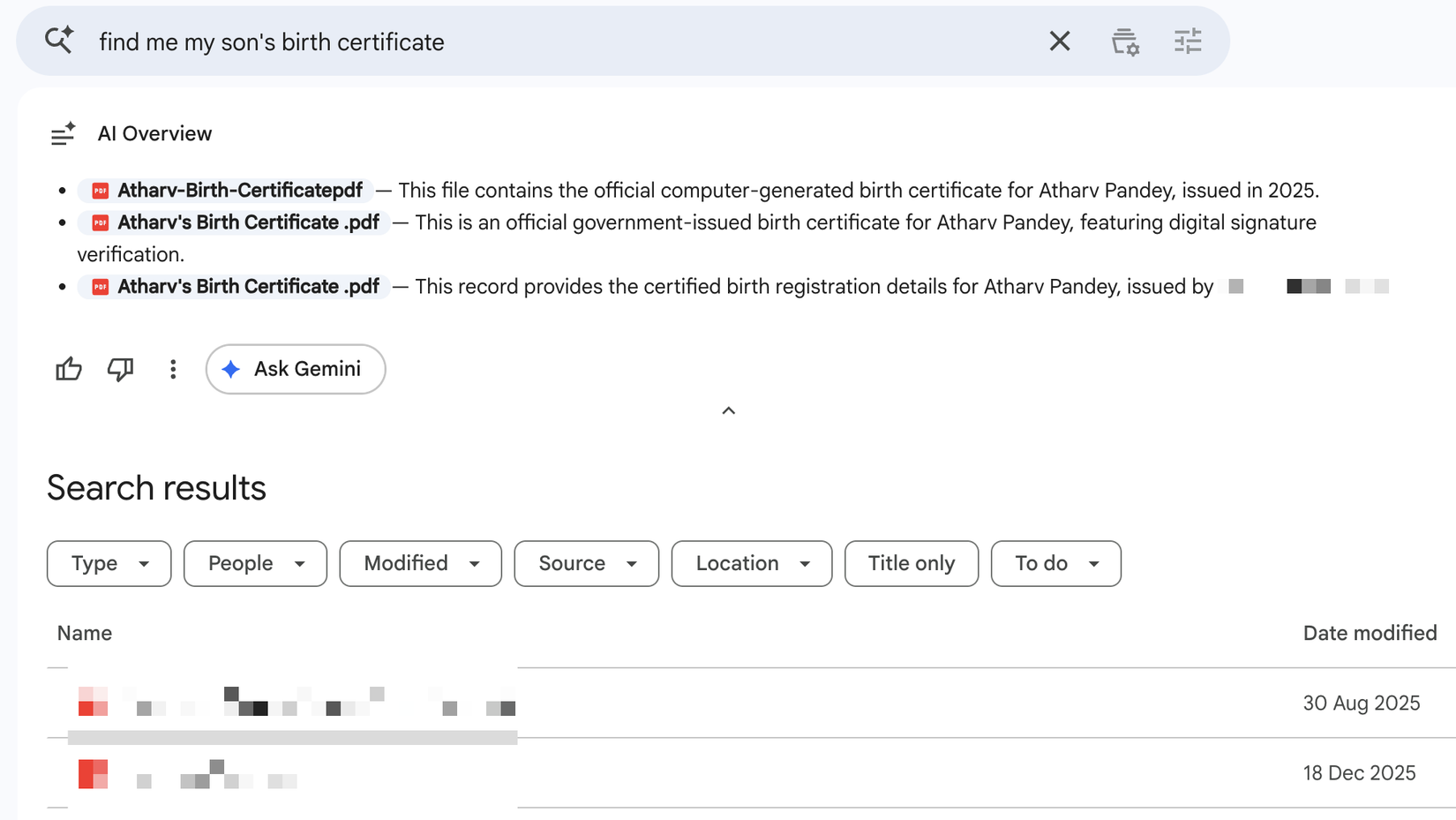 Usando o Gemini no Google Drive para encontrar arquivos