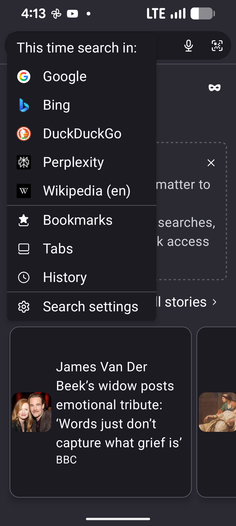 Why I moved my complete existence to an open supply browser Firefox on Android showing search engine picker