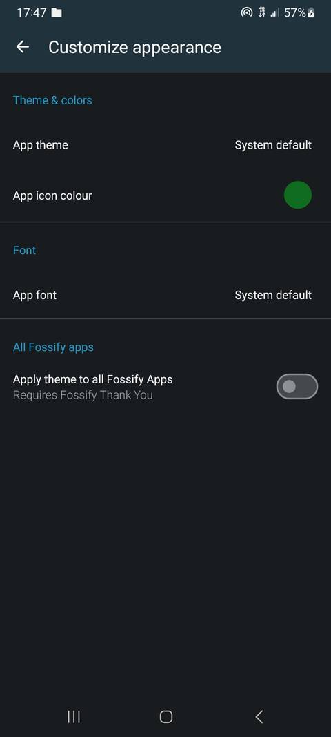 Fossify messages customize menu
