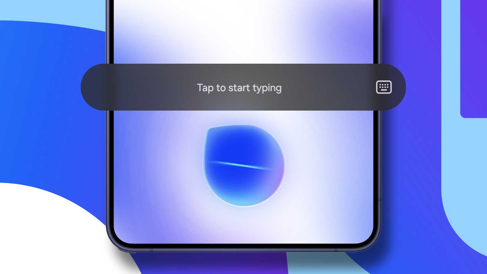 Ícone Bixby brilhante na tela de um smartphone com um widget de entrada de texto.