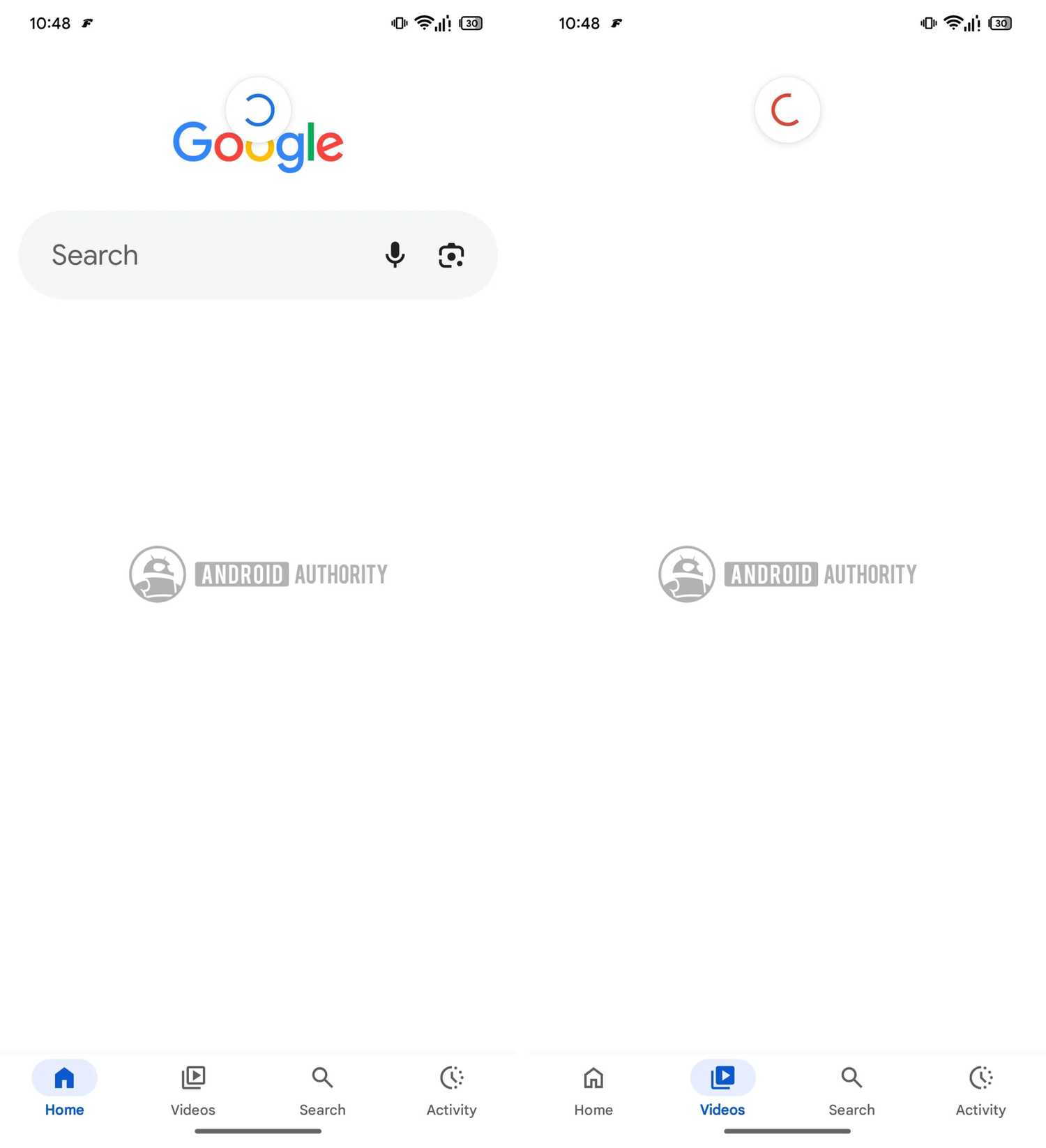Capturas de tela destacando o potencial de integração de vídeo do Google app.