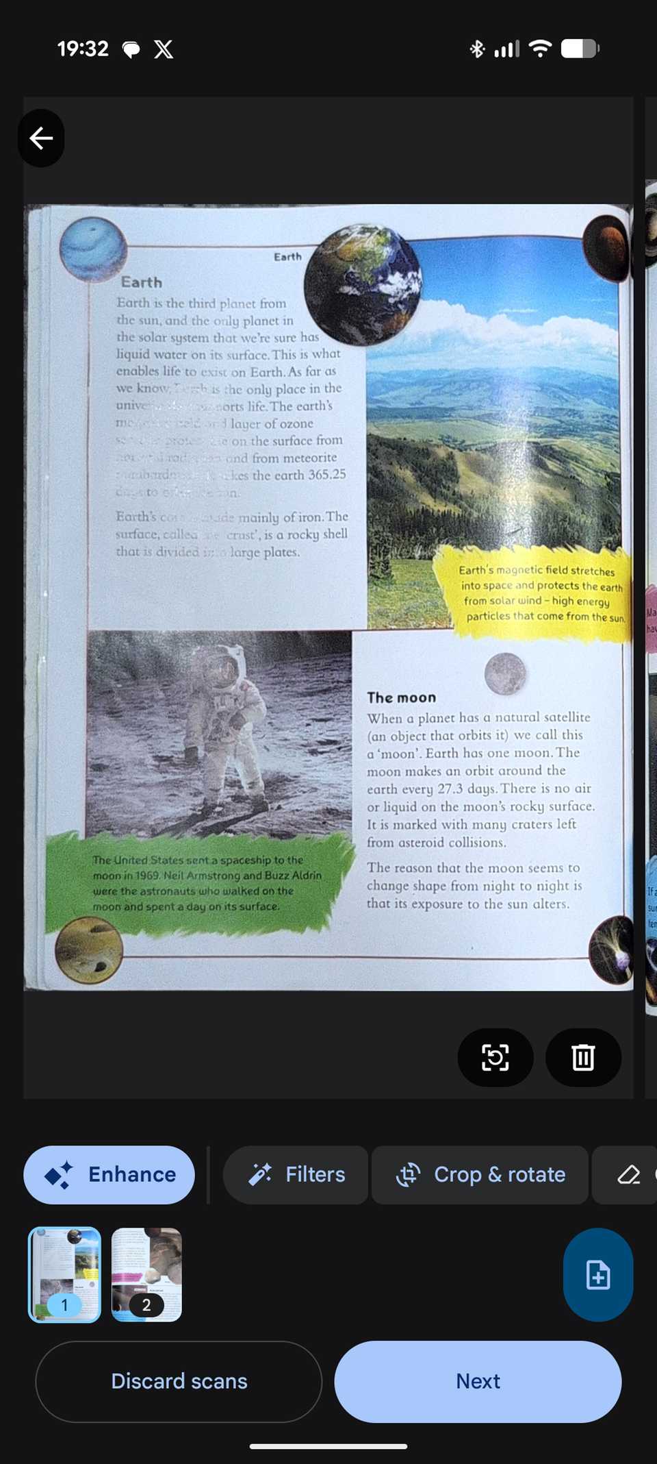A book showing the Earth and the moon