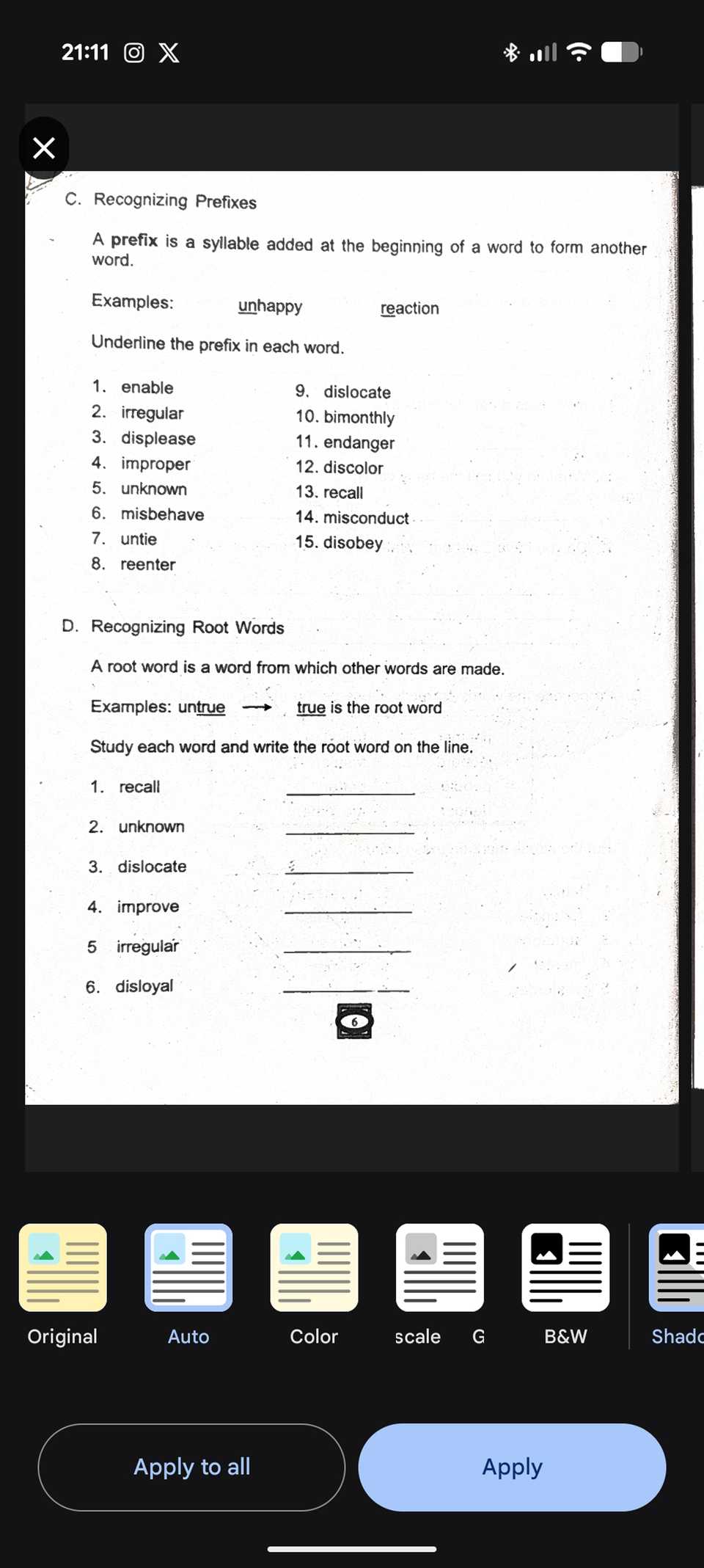 Using the filters in Google Drive PDF scanner