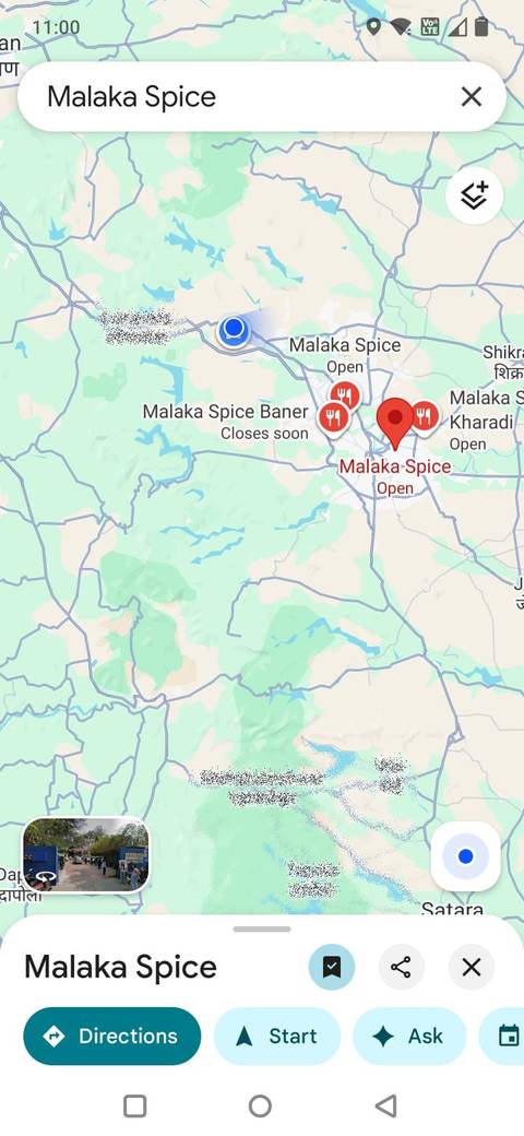 Screenshot showing the Street View feature in Google Maps