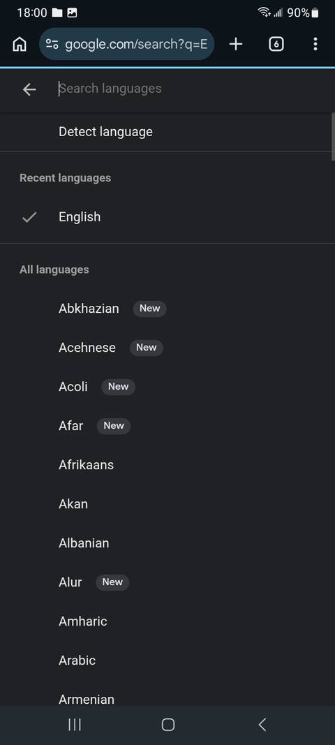 Google Translate web version available languages