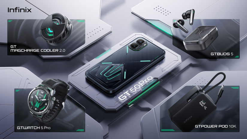 Inifinix's magcharge cooler, smartwatch, gaming smartphone, power bank, and ear buds