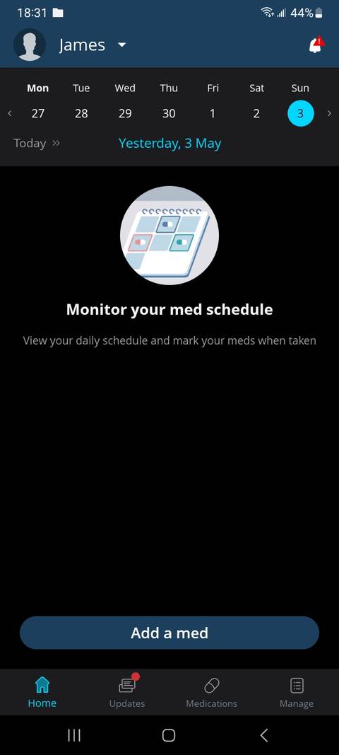 Medisafe monitor meds menu