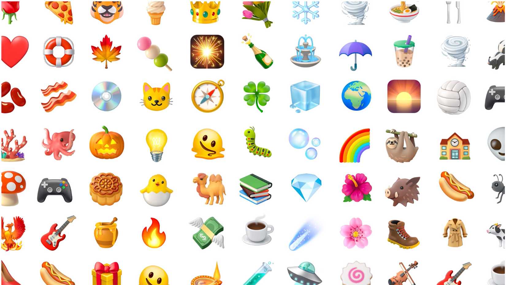 uma variedade de emojis Noto 3D