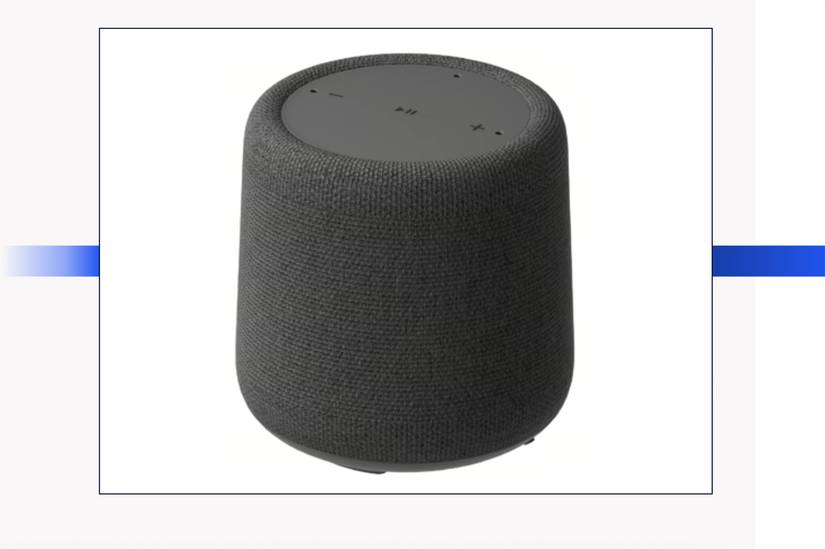 dark grey Onn smart speaker