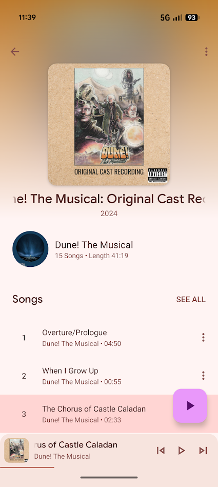 oto music app album song list