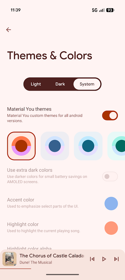 oto music app themes