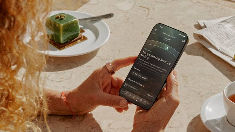 A promotional image of the Oura Ring's menopause insights feature
