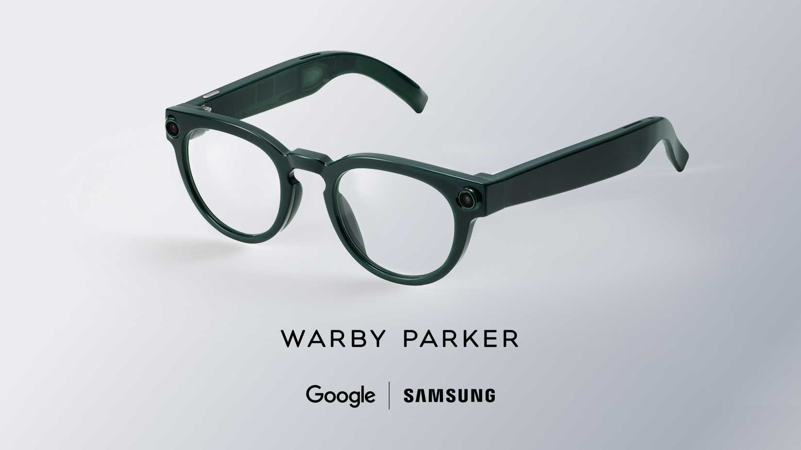 Uma imagem teaser dos óculos inteligentes Warby Parker da Samsung