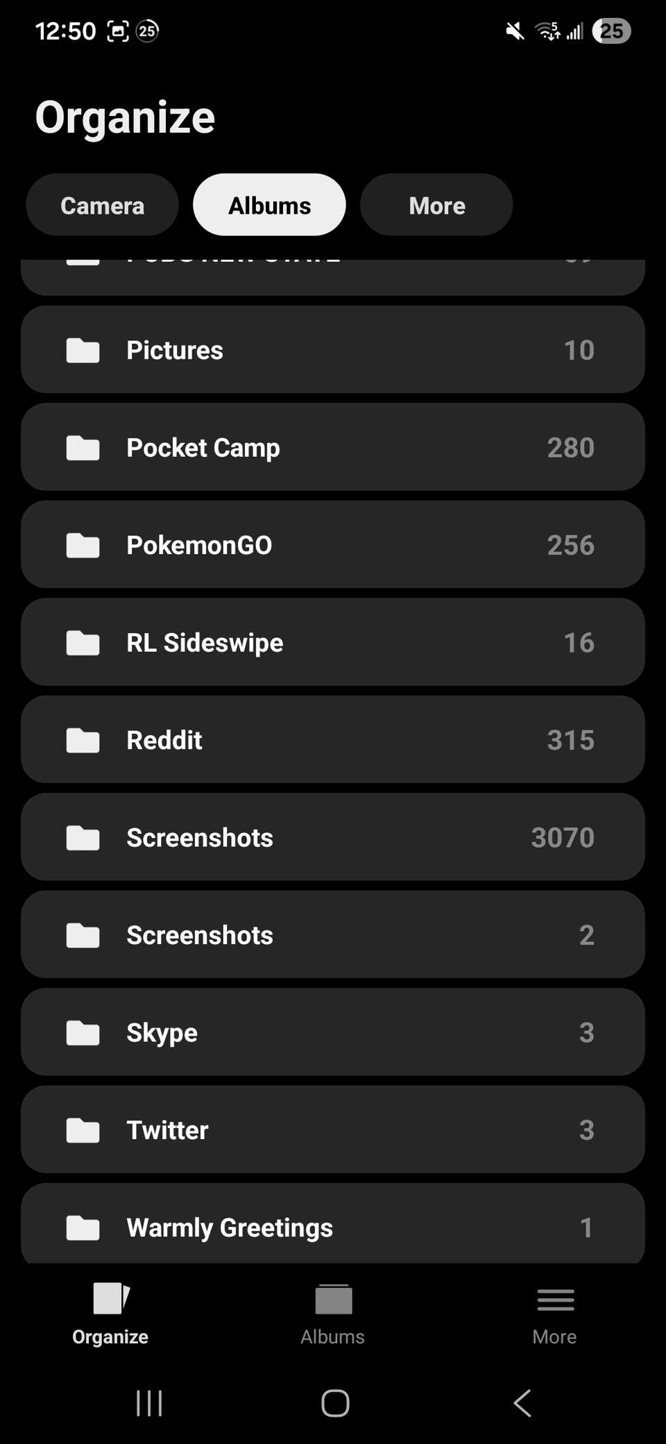 a list of albums to view based on labeled albums in the Slidebox app