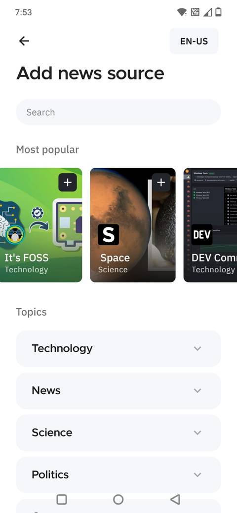 Screenshot showing the Smart Launcher 6 news feed