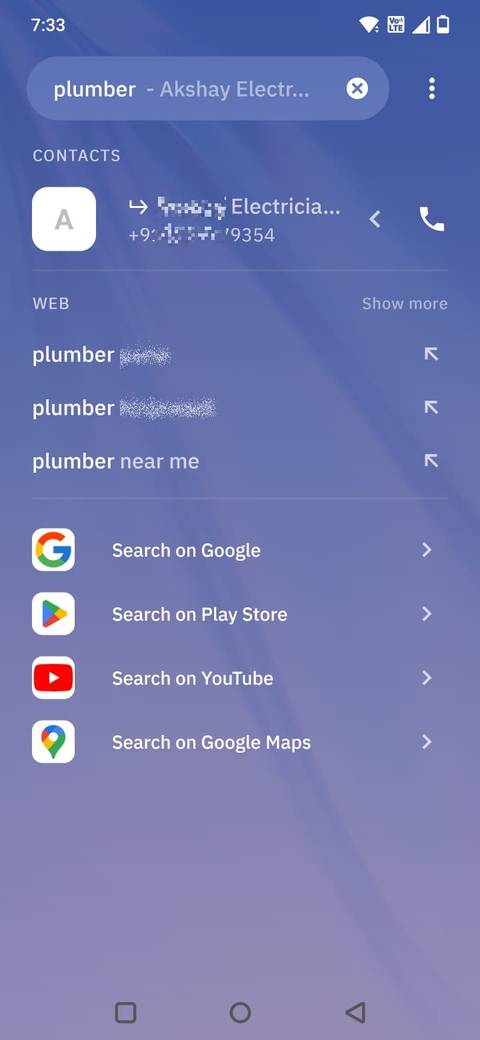 Screenshot showing the Smart Search feature in Smart Launcher 6