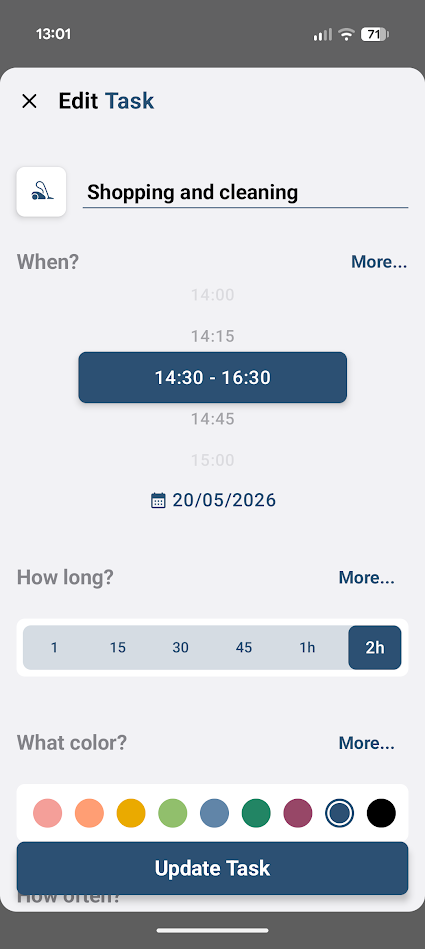 task creation in structured app