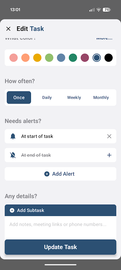 structured app task creation