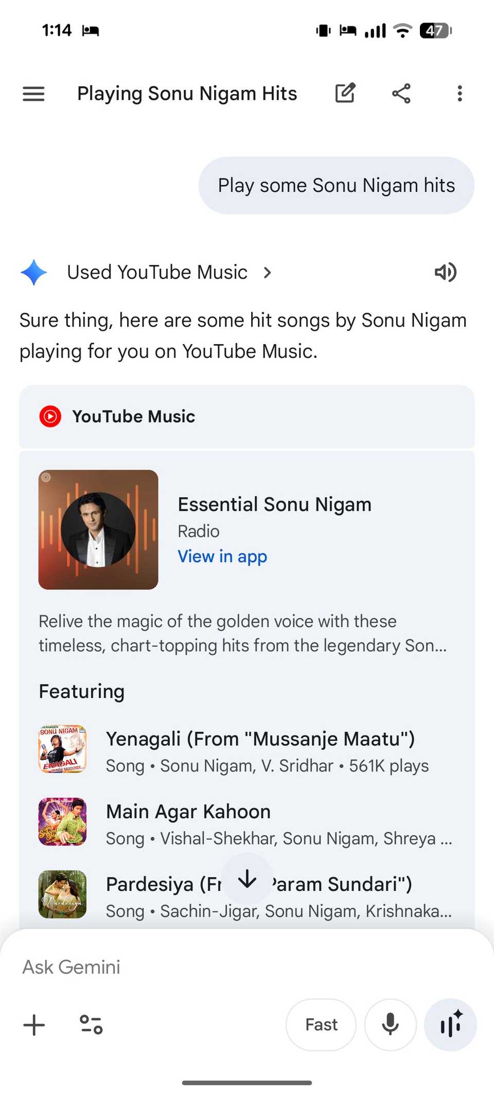 Gemini finding songs