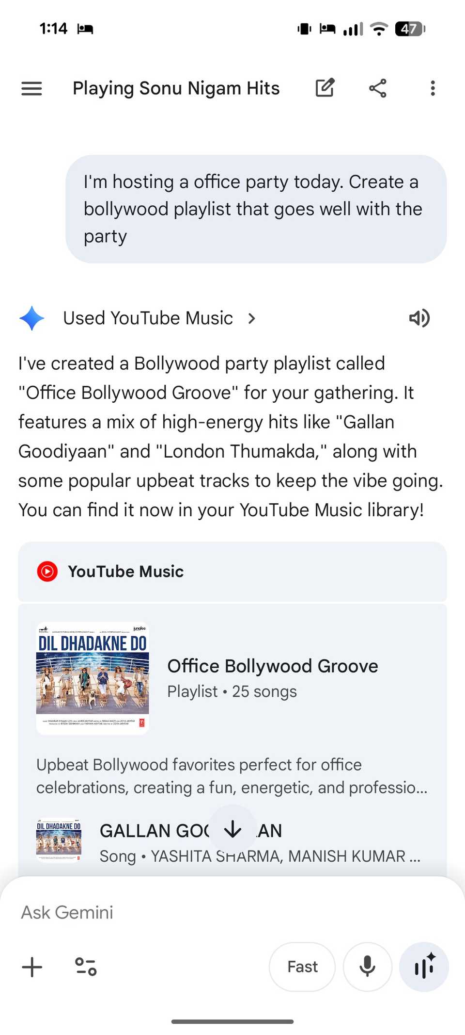 Gemini creating playlists