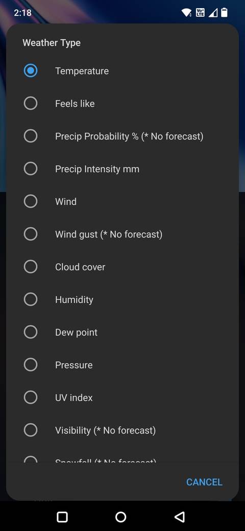 Screenshot showing the Weawow widget settings