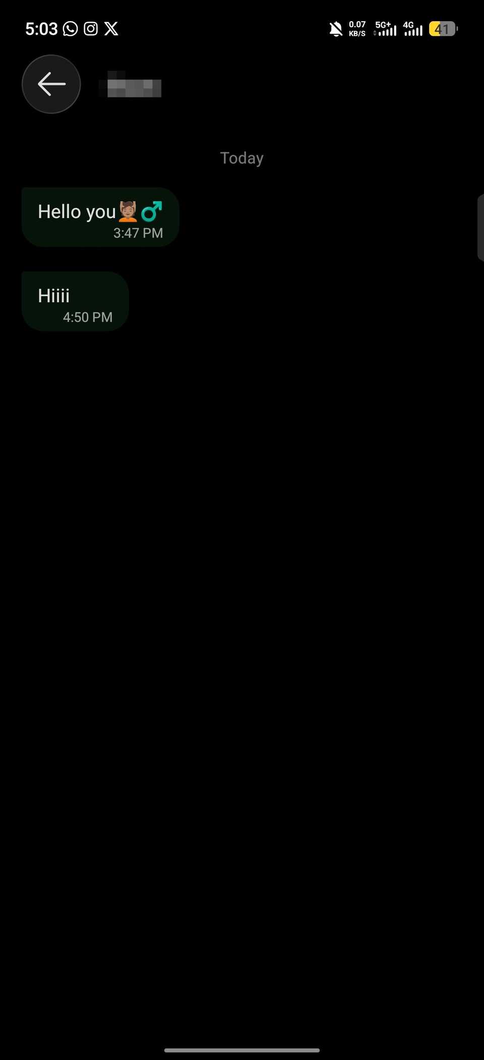 WhatsApp conversation accessed via Peek Mode on XOS 16