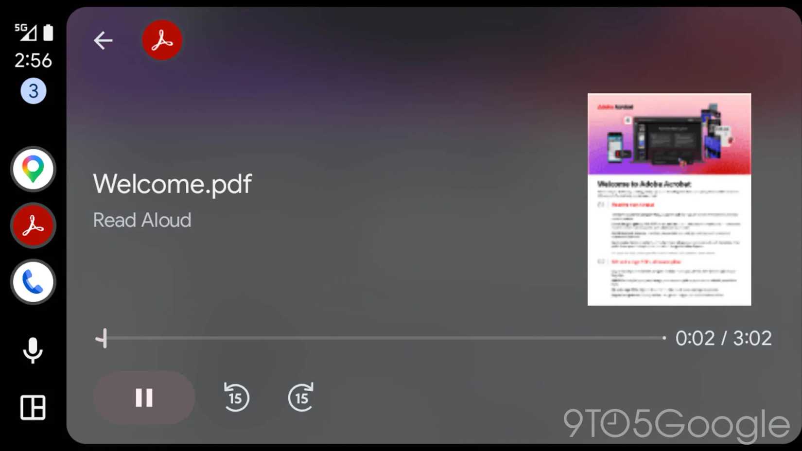 O recurso Read Aloud do Adobe Acrobat está funcionando.