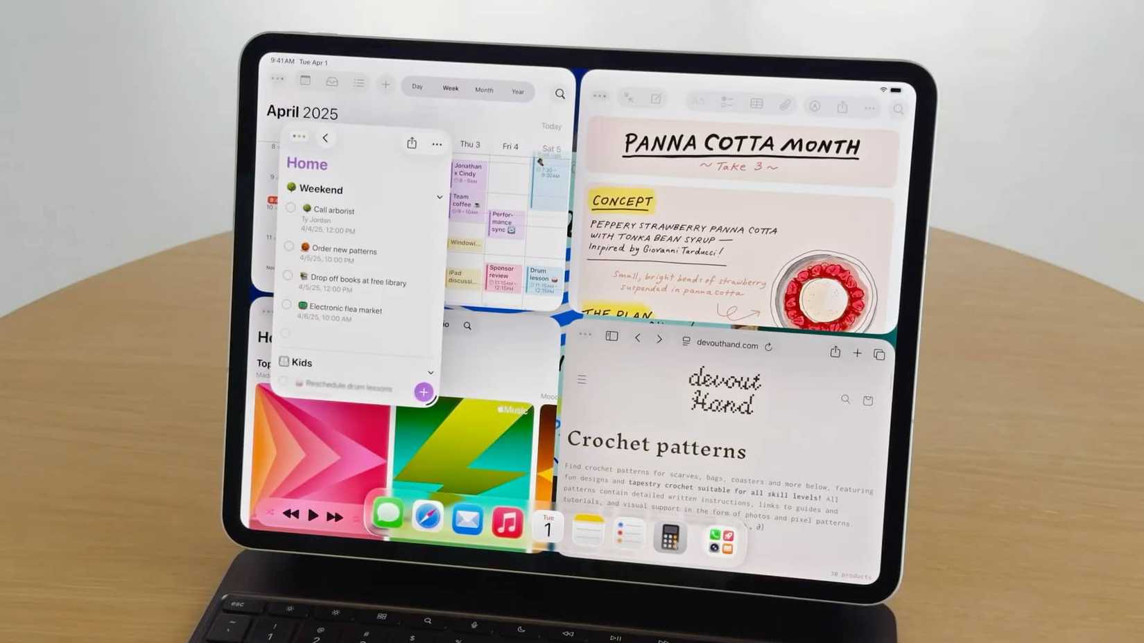 Um iPad mostrando a interface multitarefa em janela no iPadOS 26.