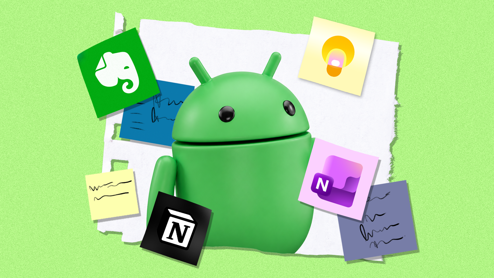 usando Google Keep, OneNote, Notion e Evernote no Android