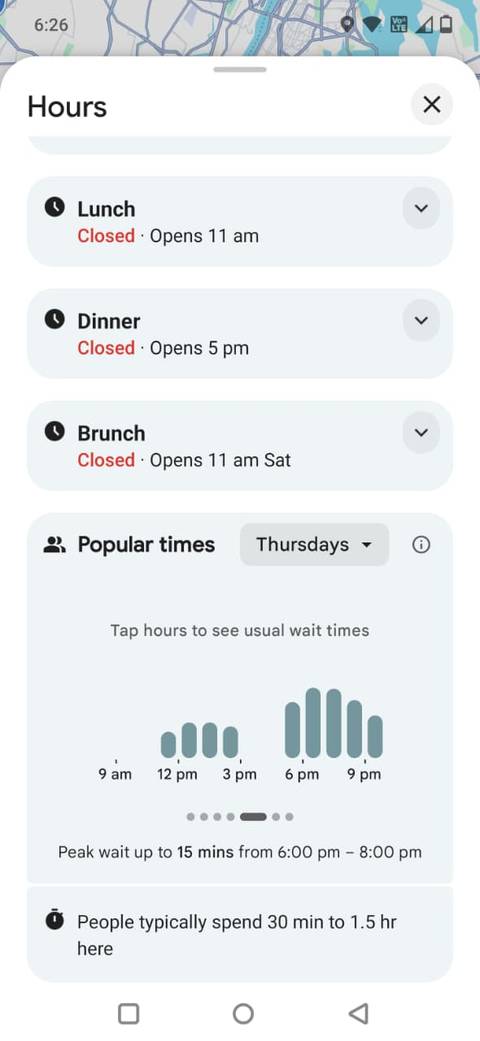 I by no means anticipated Google Maps to turn out to be my favourite go back and forth making plans app Screenshot showing the Hours section in Google Maps