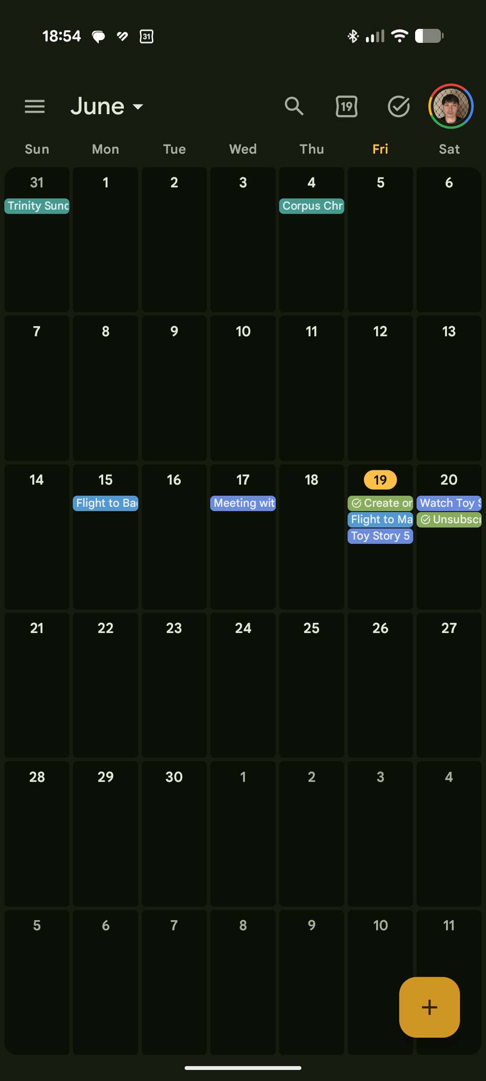 Visualizzazione del calendario di Google Pixel 9 Pro XL mensile