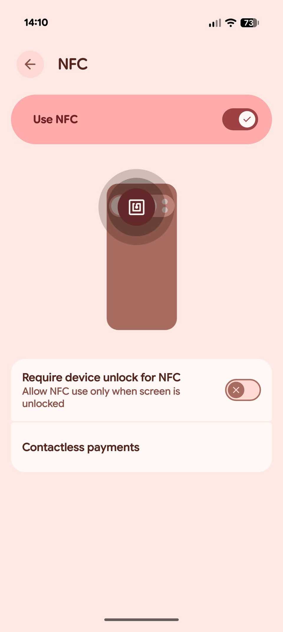 Changing whether you need to unlock to use NFC or not
