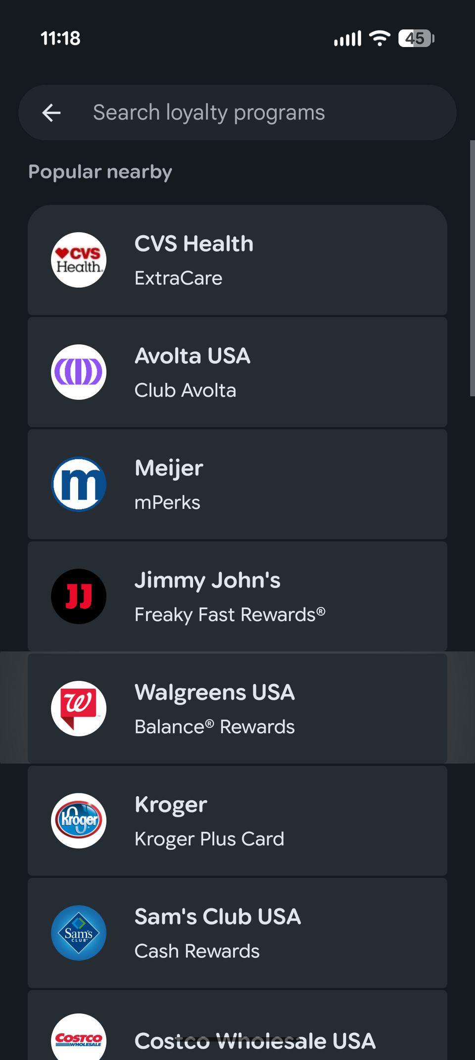 Liste des cartes de fidélité compatibles sur Google Wallet.