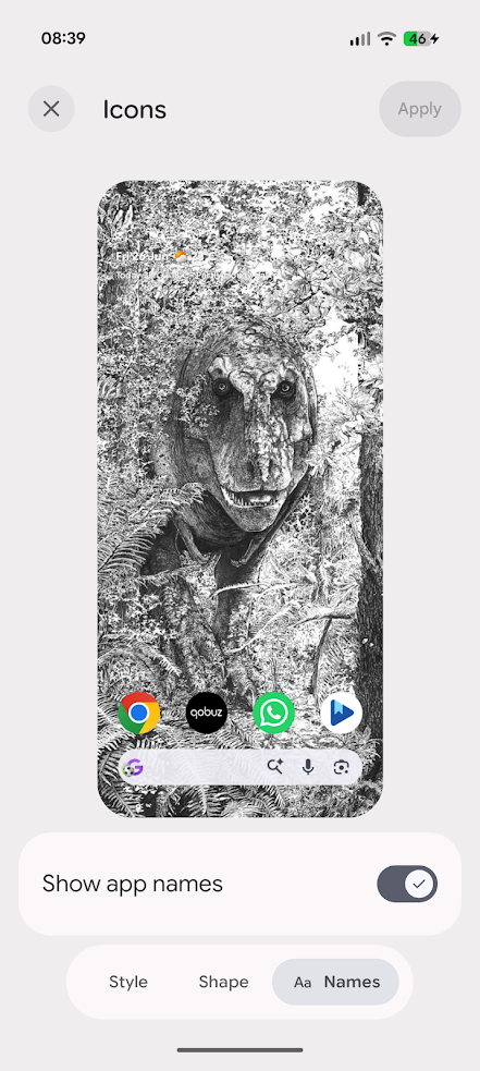 icons settings in android 17