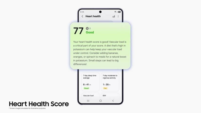Pontuação de saúde cardíaca no Samsung Health