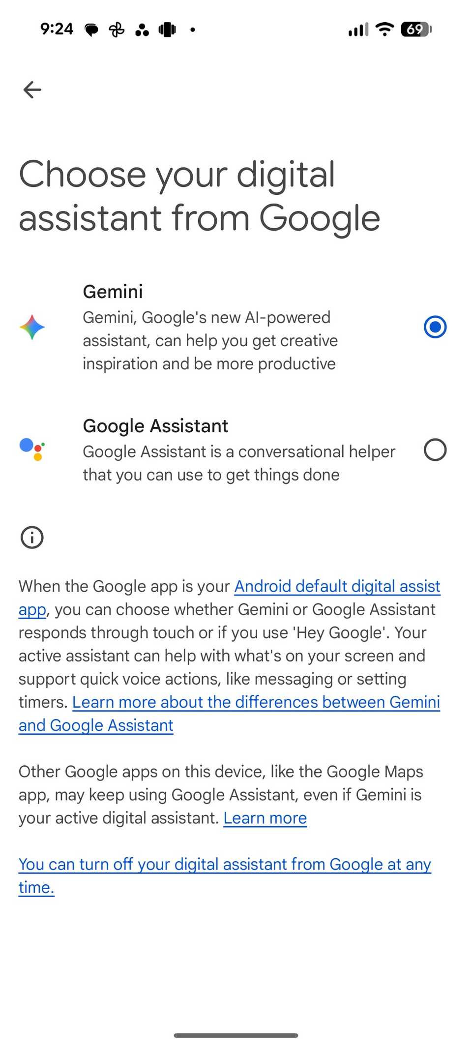 change default digital assistant on Android